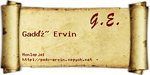 Gadó Ervin névjegykártya